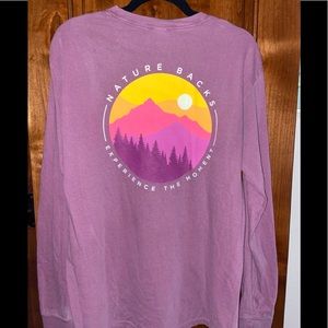 Nature Backs comfort colors long sleeve with mountain sunset design
